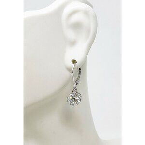 925 Sterling Silver Cubic Zirconia Dangle/Drop Pierced Earrings Marked Tycoon